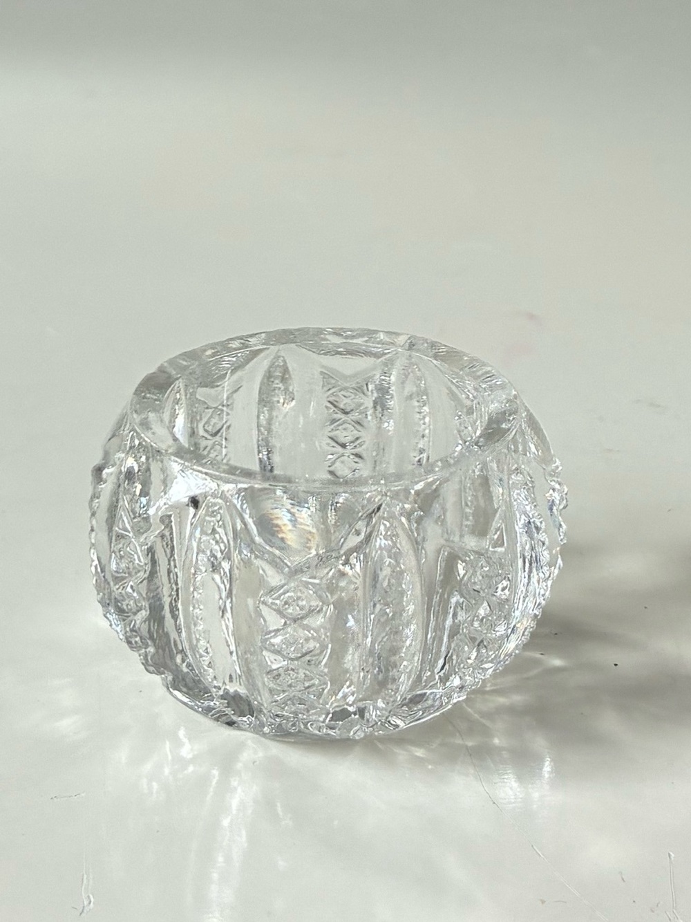 Antique Depression era pressed glass salt cellar Duncan Miller Mardi Gras
